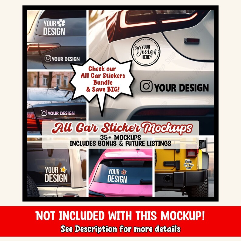 Car Sticker Mockup Bumper Sticker Mockup Round Sticker Mockup Car Decal