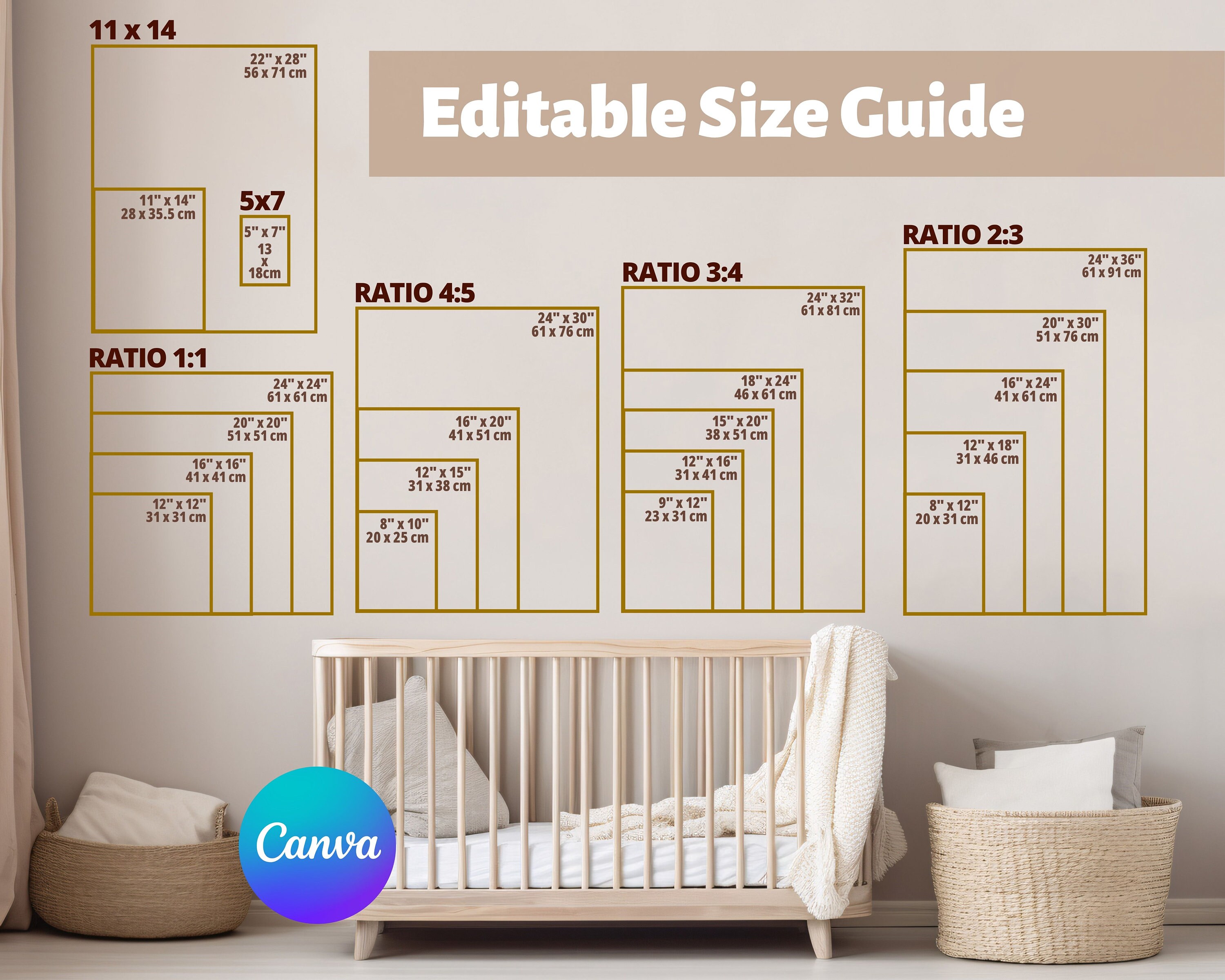Nursery Wall Art Size Guide Frame Size Guide Print Size Guide Poster