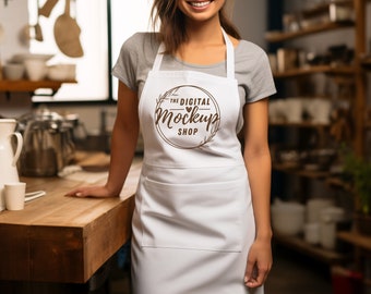 Weiße Schürze Mockup: Küche, Koch, Barista (Digitales JPG Bild)