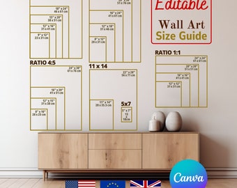 Wall Art Size Guide Template: Printable Chart (Digital JPEG)