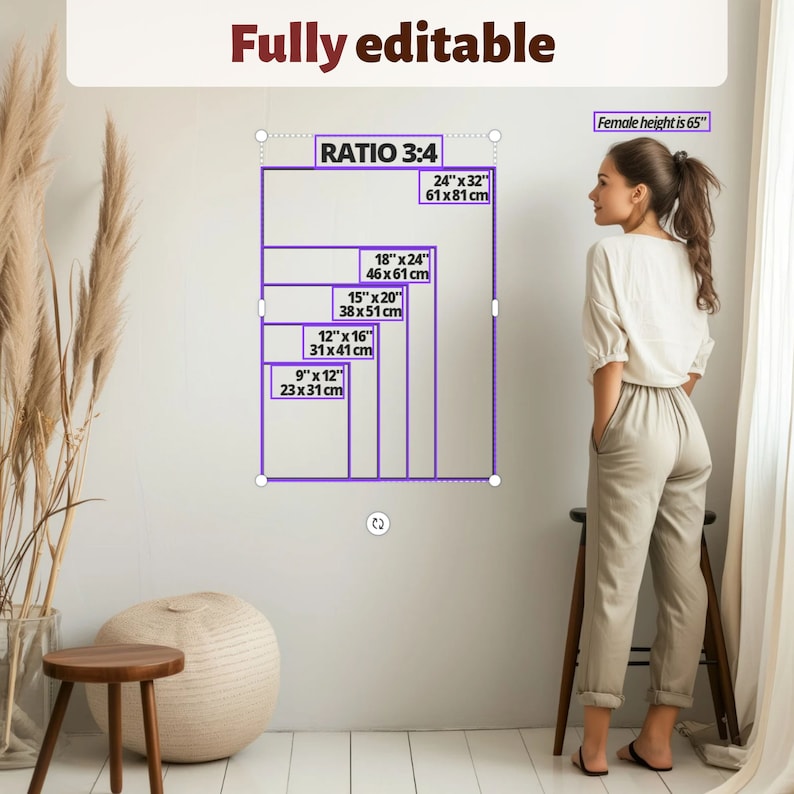 Wall Art Size Guide Template: Editable Canva Chart (PDF) - Etsy