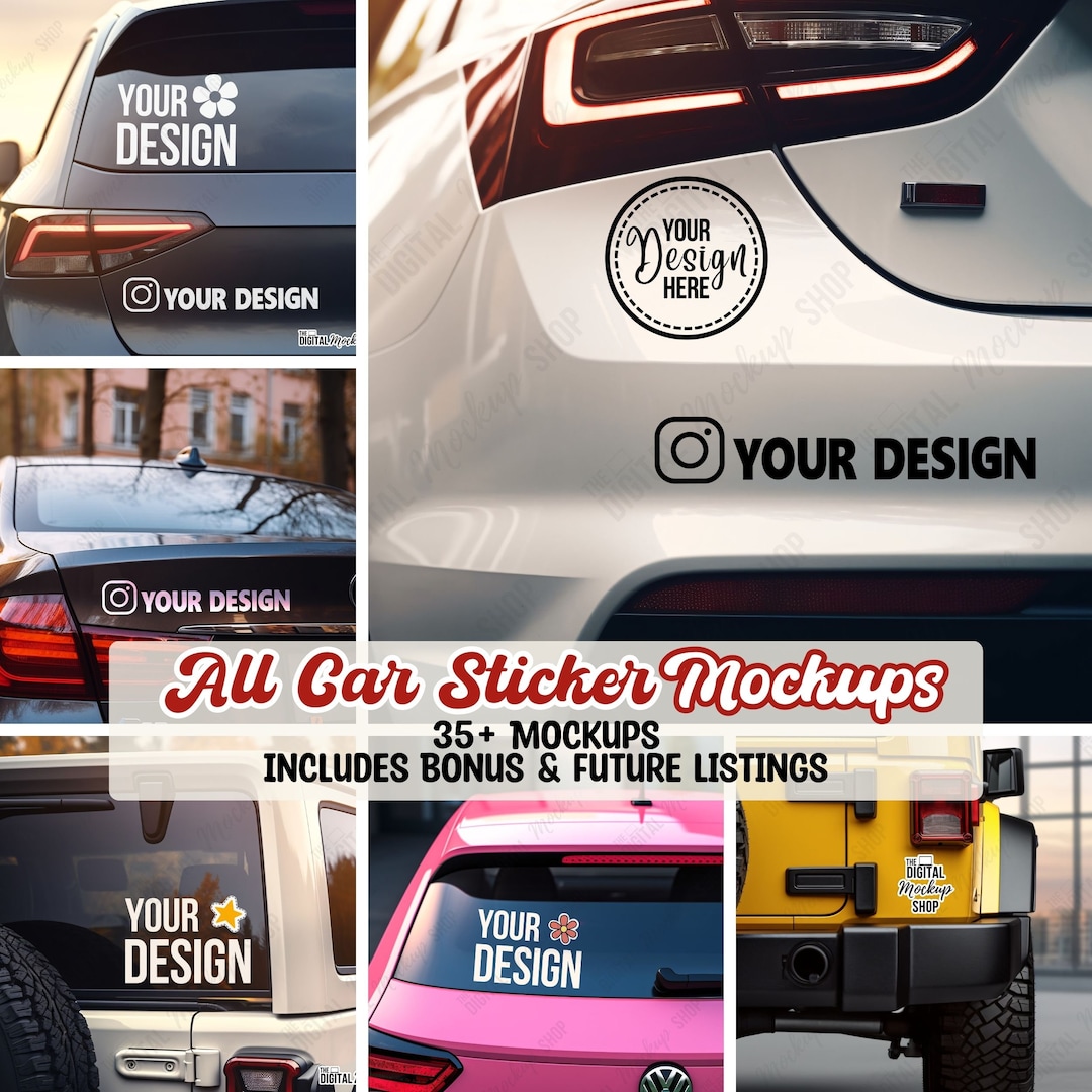 BIG Car Sticker Mockup Bundle Bumper Sticker Mockup Bundle Sticker