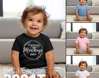 Pacote de mockups de camisetas infantis Bella Canvas 3001T (download digital)