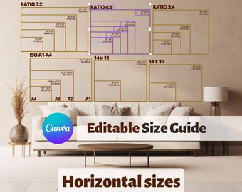 Horizontal Wall Art Size Guide: Canva Editable Template (PDF)