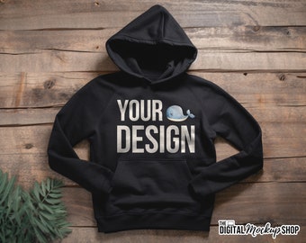 Schwarzer Pullover Hoodie Mockup: Digitale JPEG Vorlage