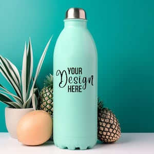 Pastel Green Water Bottle Mockup | Reusable Water Bottle Mock up | Water Bottle Logo Mockup | Waterbottle Sticker Mockup | Digital JPG IMAGE