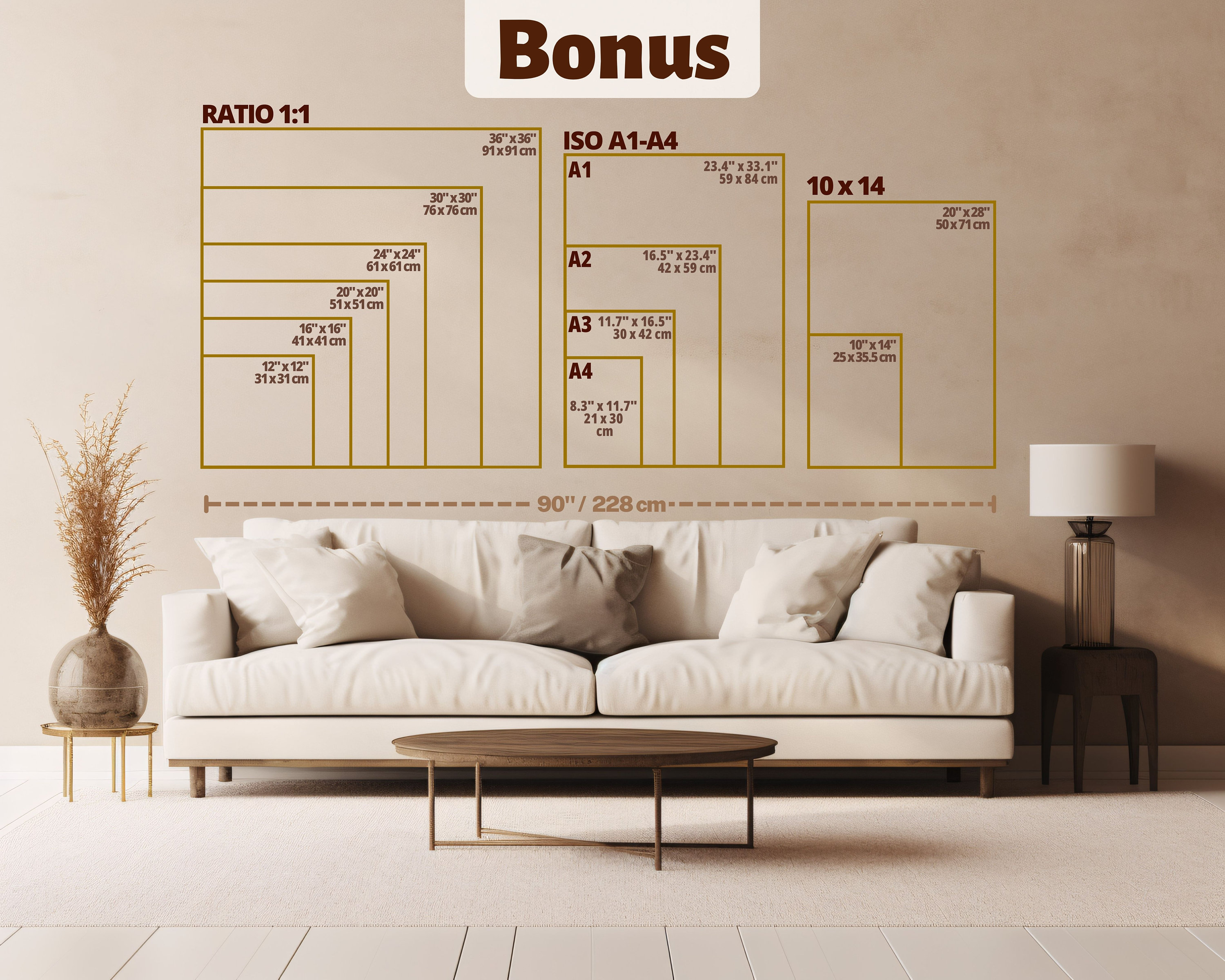 284tsc Frame Chart.pdf Wall Art Size Guide Template: Editable Print & Frame Chart (PDF) - Etsy