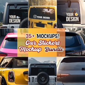 BIG Car Sticker Mockup Bundle | Bumper Sticker Mockup Bundle | Sticker Mockup | Car Decal Mockup | Car Mockup Sticker | Mockup Auto Stickers