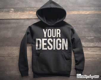 Schwarzer Pullover Hoodie Mockup: Digitale JPEG Vorlage