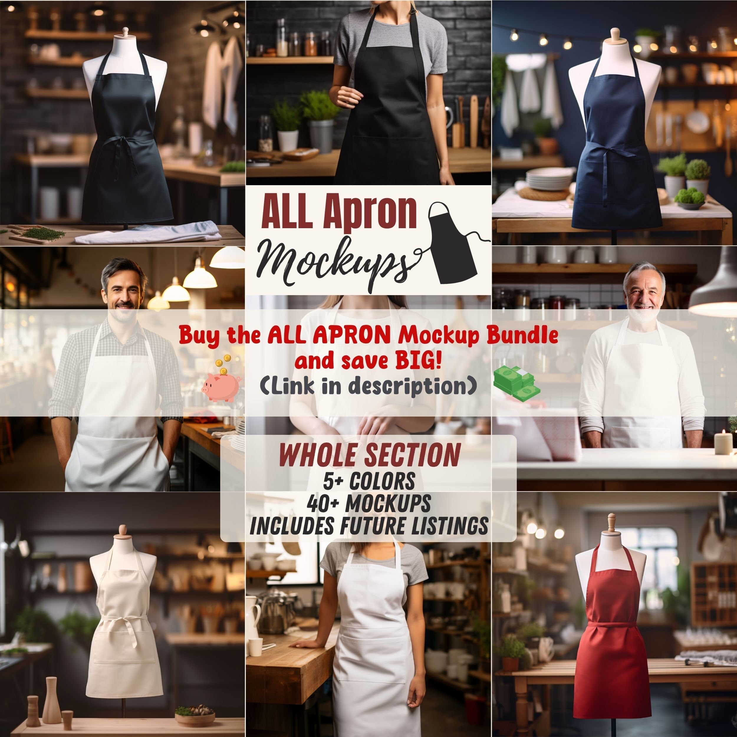 Sand Apron Mockup | Beige Kitchen Apron Mockup | Chef Apron Mockup