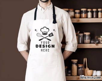 Weiße Schürze Mockup: Koch, Barista, Küche (Digitales JPG BILD)