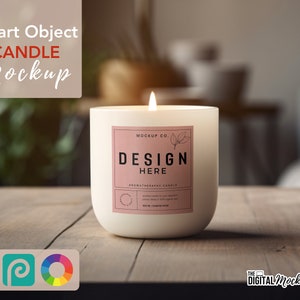 Candle PSD Mockup | Scented Candle Mockup | Candle Label Mockup | Mockup Candle | Blank Candle Mockup | Digital PSD Smart Object + JPG Image