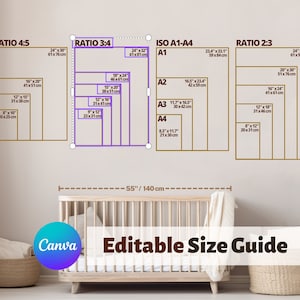 Nursery Wall Art Size Guide | Frame Size Guide | Print Size Guide | Poster Size Chart | Wallart Size Mockup | Vertical Art Size Guide