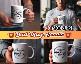 Mug Mockup bundle | White Mug Mockup Dad | Father Day Mockup | Blank Mug Mockup | Mug Mockup Man | Mug Mockup Male Model | 20 Mug Mockups