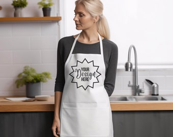 Weiße Schürze Mockup | Küchenschürze Mockup | Kochschürze Mockup | Barista Schürze Mockup | Weiße Schürze Foto | Digitale Schürze | Digitales JPG BILD