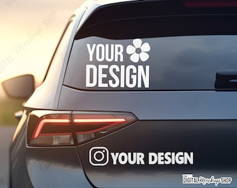 Mockup autosticker: ontwerp bumpersticker (digitale JPG)