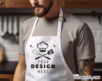 Weiße Schürze Mockup: Küche, Koch, Barista (Digitales JPG Bild)