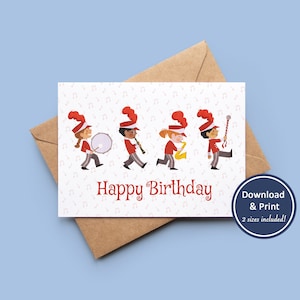 Carte d’anniversaire musicale imprimable Marching Band | Carte de vœux numérique | Téléchargement instantané