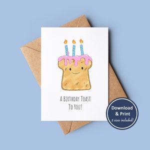 Tarjeta de brindis de cumpleaños imprimible / Tarjeta de felicitación digital / Descarga instantánea