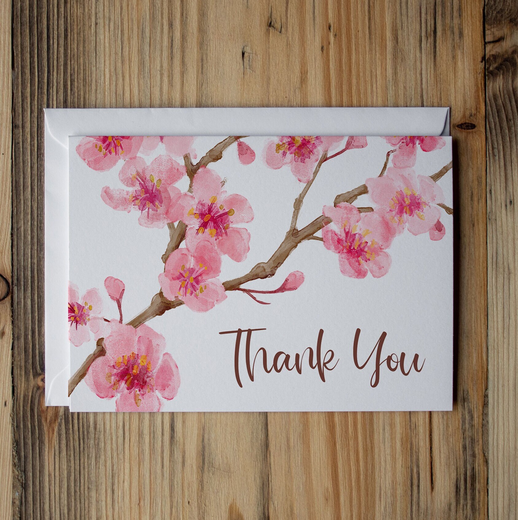 Watercolor Cherry Blossom Thank You Card | Printable Sakura (digital ...