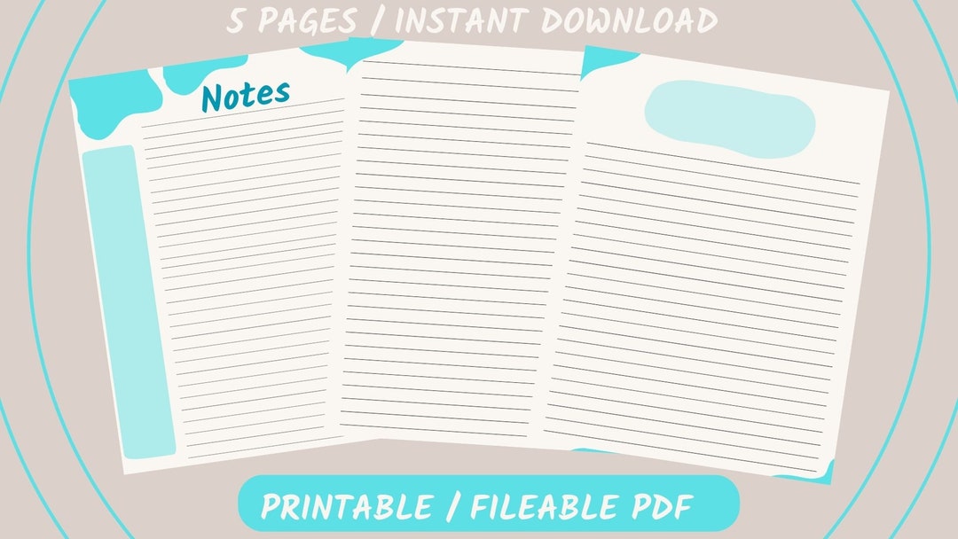 Printable Notes Page, Notes Template, Note Taking, Writing Paper Line Printable Notes Page, Notes Template, Note Taking, Writing Paper Line