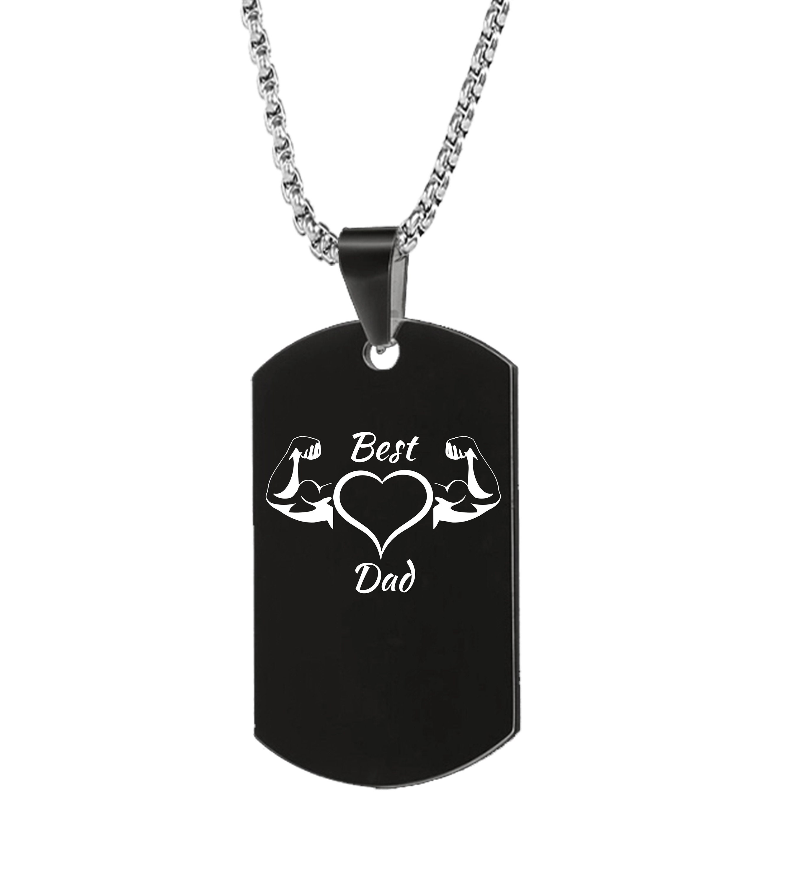 Best Dad Pendant Necklace Engraved Jewelry Dog Tag Etsy