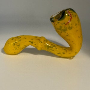 Sherlock Glass pipe Yellow frit work (6 inches)