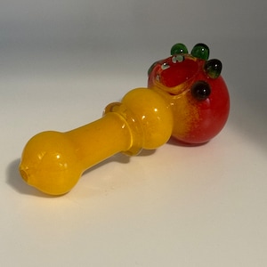 Glaspfeife gelb & rot kartiert (16 cm)