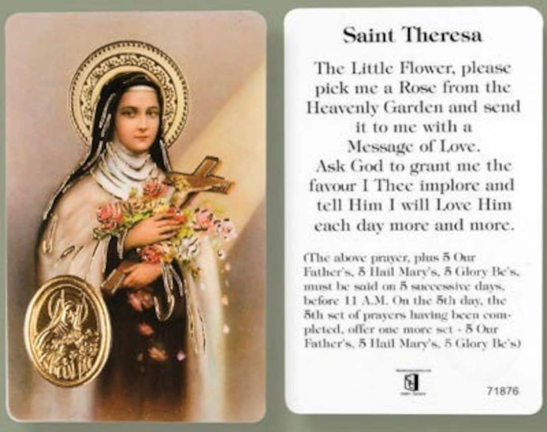 St Therese of Lisieux Prayer Card Etsy