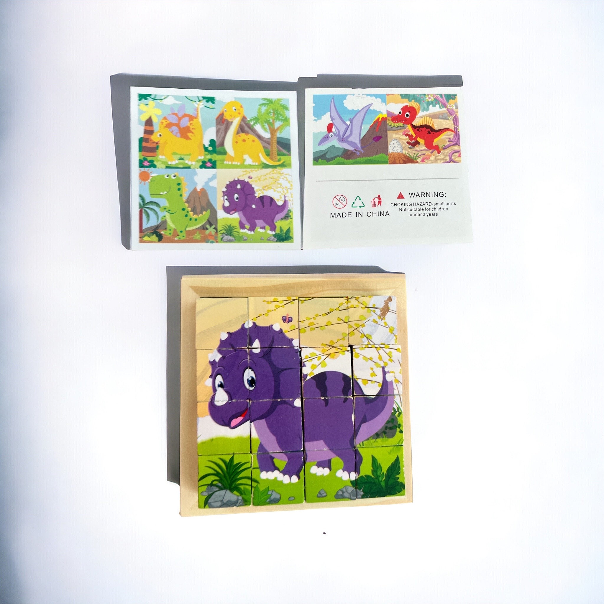 Dinosaur Wooden Montessori Toys Puzzle 3D 6 Sides Travel Toys Puzzle ...