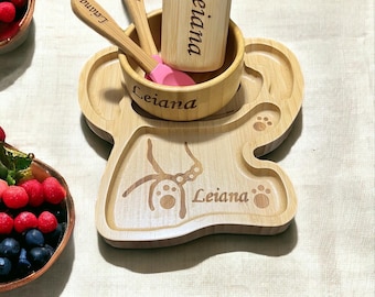 Personilized weaning supplies Divided suction plate Dinnerware for Babies Toddlers Feeding set Baby shower gift Baby toddlers Christmas gift