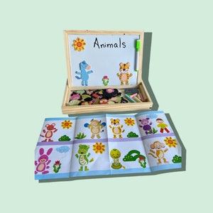 Juguetes de madera Rompecabezas magnético Tablero magnético Avión de juguete Juguete de aprendizaje Arte de madera Regalo para jardín de infantes Rompecabezas Amante de los animales Juguete