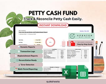Petty Cash Fund Management - Google Sheets and Excel (Digital Download)