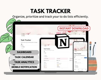 Task Tracker, To-Do List - Notion Template Only (Digital Download)
