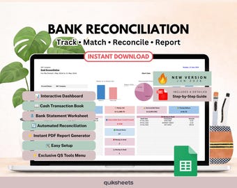 Bank Reconciliation - Google Sheets Template (Digital Download)
