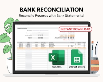 Bankafstemming: Google Spreadsheets en Excel-sjablonen (digitale download)