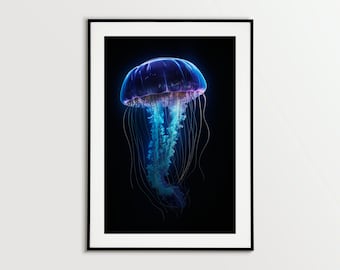 Iridescent Jellyfish Art Print, Ocean Nature Wall Decor (Digital Download)