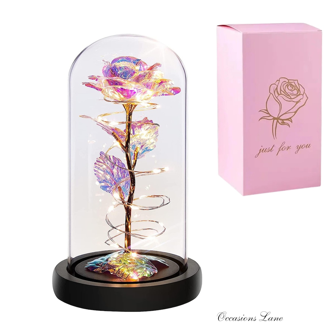 Galaxy Rose Flower Gift. Led Light. Mom Gifts for Mothers Day. Enchanted Rose. Beauty and the Beast. Birthday Gift