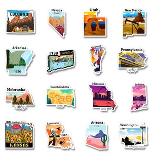 US States Shaped Stickers (Sold by Unit)