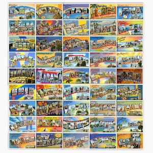 Adesivi per cartoline degli Stati Uniti in stile vintage (venduti singolarmente)