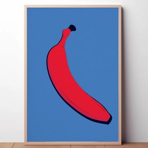 Angry Red Banana Print: Vivid Illustration, Unframed Wall Art