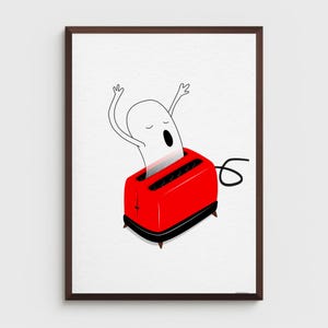 Tostapane fantasma - Stampa artistica illustrata originale e divertente