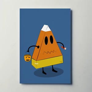 Disfraz de maíz dulce de cartón - Ilustración impresa original - Arte divertido de Halloween - Hermosa decoración de otoño - Impresión única - Vibrante y adorable