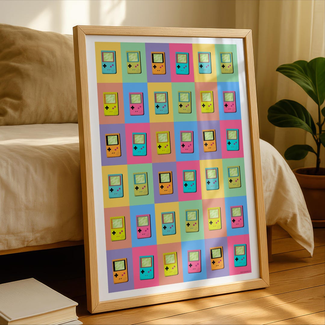 Multi Gameboy Color Art Print | Colorful Vibrant Illustrated Retro ...