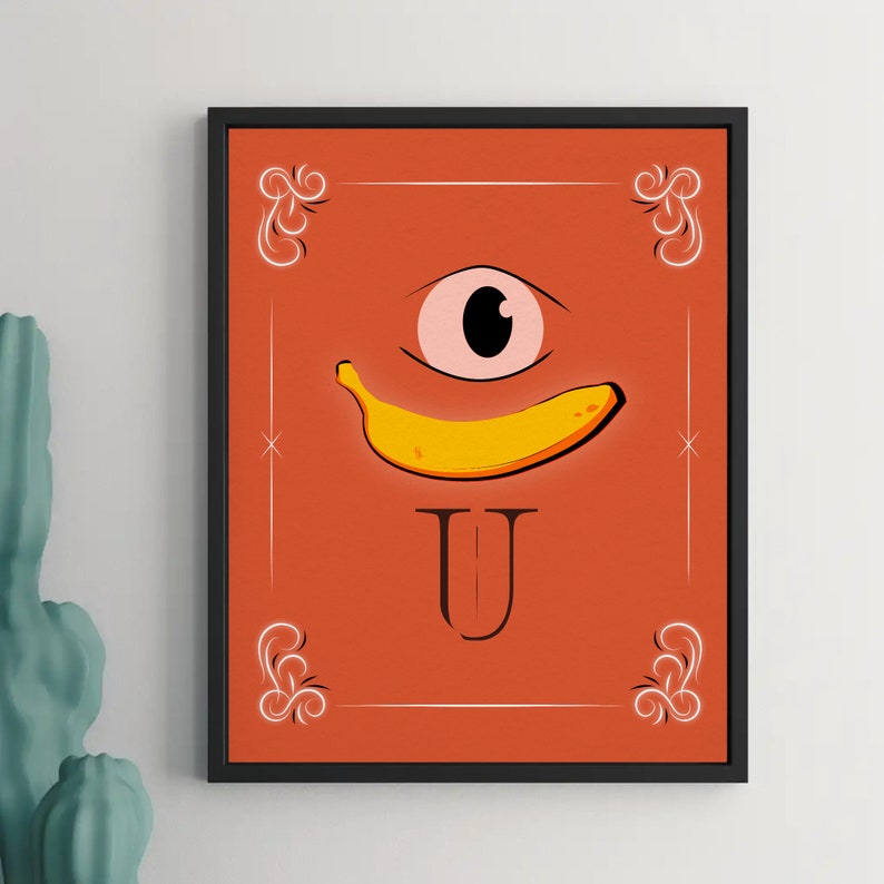 Auge Banane U Gedruckte Wandkunst Verwirrendes Gefühl Schräg Wohnkultur