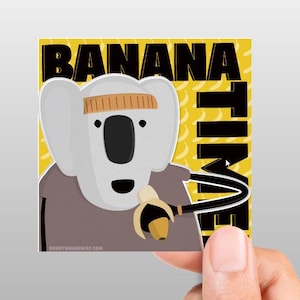 ¡Hora del plátano! - Adhesivo único de alta calidad / Vinilo grueso / Resistente al agua y a los rayos UV / Para botellas, portátiles, cuadernos, etc. 3x3