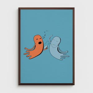 Impresión de Ghost Tunes: diseño original, póster ilustrado impreso único