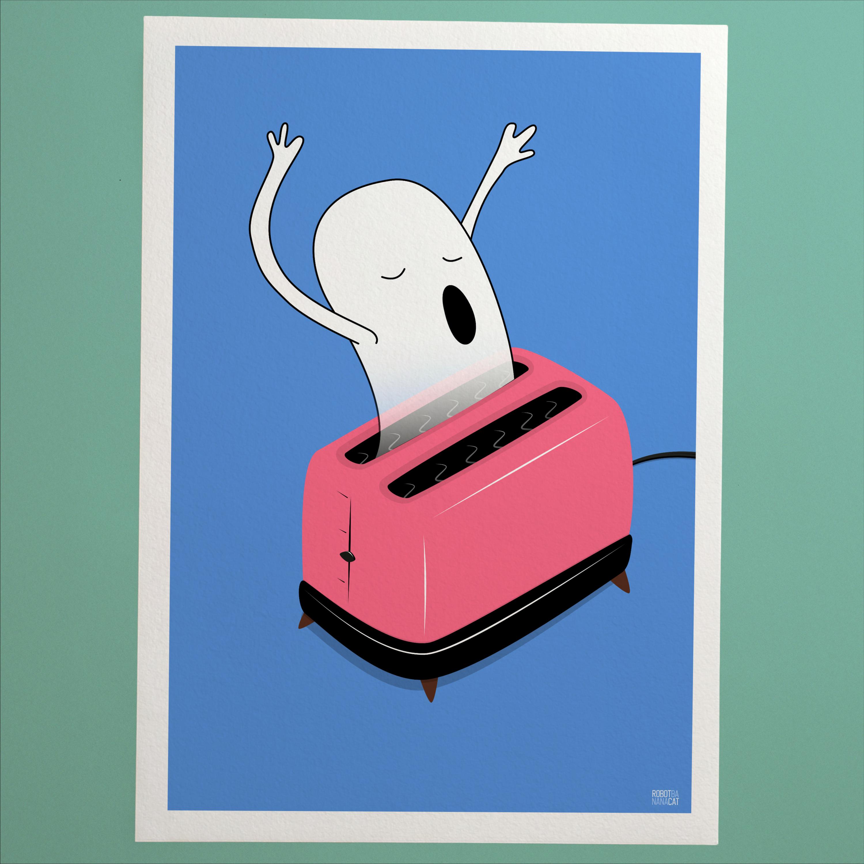 Ghost Toaster - Original Fun Printed Illustrated Wall Art - Etsy