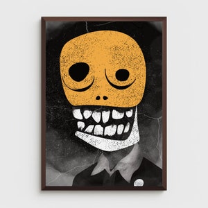 Creepy Dr. Francis Skeleton Print: Original Illustration, Distressed Portrait