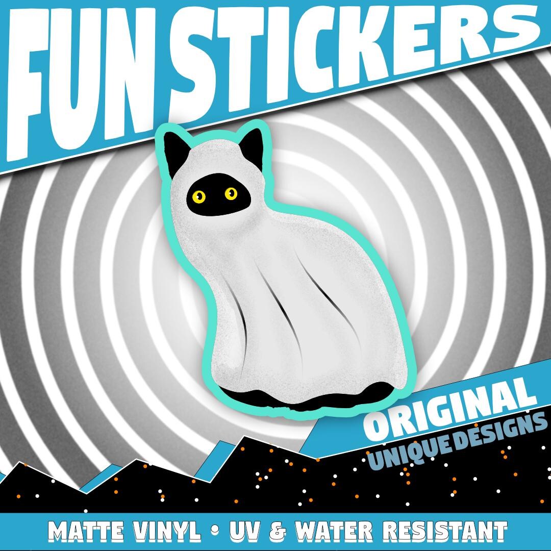 Ghost Cat Sticker, Halloween Costume Kitty, Matte Vinyl Decal - Etsy